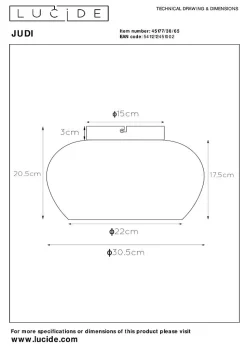 Plafonnier JUDI en verre avec 1xE27 - Fumé - Lucide