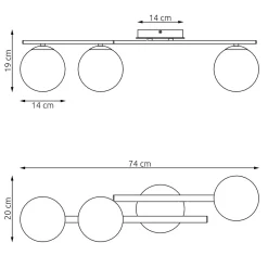 Plafonnier KAIRO 3 BL GRAFIT, Emibig Lighting, Fabriqué en EU