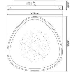 Plafonnier LED ARGESA 42x7cm metal plastique blanc moderne dimmable CCT veilleuse minuterie telecommande effet cristal