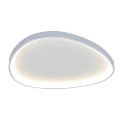 Plafonnier LED ARGESA 42x7cm metal plastique blanc moderne dimmable CCT veilleuse minuterie telecommande effet cristal