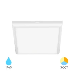 Plafonnier LED blanc encastrable ou saillie 20W 3-en-1 carré