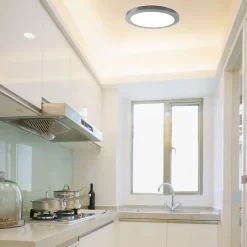 Plafonnier LED BONUS metal plastique chrome blanc interchangeable LED fixes diametre 33 cm