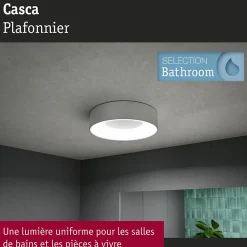 Plafonnier LED Casca IP44 White Switch 1500lm 230V 16W Alu mat