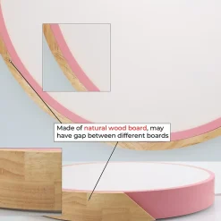 Plafonnier LED Circulaire 40cm 24W 2400LM Métal Rose et Bois Naturel Lumière Sélectionnable 3000K4000K6000K