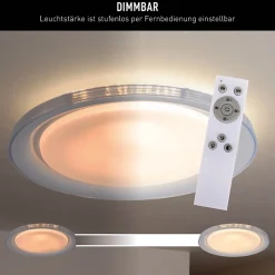 Plafonnier LED CLAIRE D 50.5cm H 7.5cm metal plastique blanc 1600lm dimmable CCT 3000 a 5000K LEDs integrees veilleuse