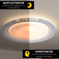 Plafonnier LED CLAIRE D 50.5cm H 7.5cm metal plastique blanc 1600lm dimmable CCT 3000 a 5000K LEDs integrees veilleuse