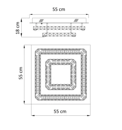 Plafonnier LED cristal 2 carrés design - Wade