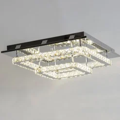 Plafonnier LED cristal 2 carrés design - Wade