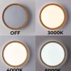 Plafonnier LED de plafond 30W 38cm CCT 3000K6000K Effet Bois Modèle LUNADA