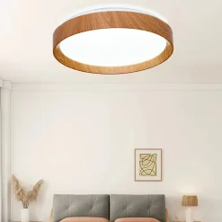 Plafonnier LED de plafond 30W 38cm CCT 3000K6000K Effet Bois Modèle LUNADA