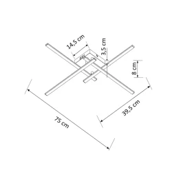 Plafonnier LED design 4 bras chromés - Yuna