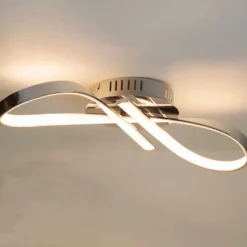 Plafonnier LED dimmable design ruban infini chromé - Acht