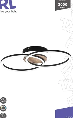 Plafonnier LED dimmable rond effet bois IP20 Ø30 x L.50 cm Trio