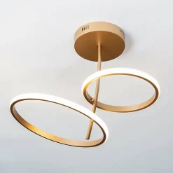 Plafonnier LED double anneau doré - Bellagio