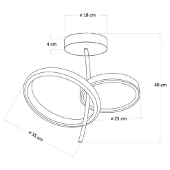 Plafonnier LED double anneau doré - Bellagio