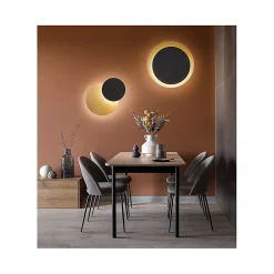 Plafonnier LED DRUM en métal Noir Doré mat 33W Perenz