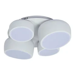 Plafonnier LED ELIORA 48.1x43.1x15cm metal plastique blanc moderne dimmable CCT veilleuse telecommande memoire LEDs integrees