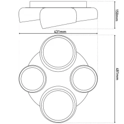 Plafonnier LED ELIORA 48.1x43.1x15cm metal plastique blanc moderne dimmable CCT veilleuse telecommande memoire LEDs integrees