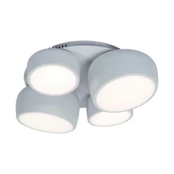 Plafonnier LED ELIORA 48.1x43.1x15cm metal plastique blanc moderne dimmable CCT veilleuse telecommande memoire LEDs integrees