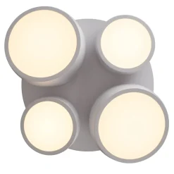 Plafonnier LED ELIORA 48.1x43.1x15cm metal plastique blanc moderne dimmable CCT veilleuse telecommande memoire LEDs integrees