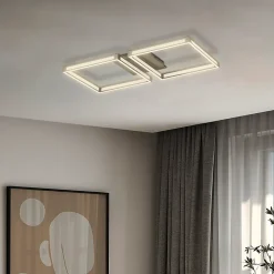 Plafonnier LED intégrée Altaflor IP20 3040lm 24W L.65 x l.30x H.7 cm Eglo nickelé mat