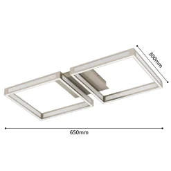 Plafonnier LED intégrée Altaflor IP20 3040lm 24W L.65 x l.30x H.7 cm Eglo nickelé mat