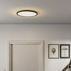 Plafonnier LED intégrée dimmable 3000lm 24W IP44 blanc froid, blanc neutre et blanc chaud GoodHome Flush noir mat h.2.5 x ø42 cm