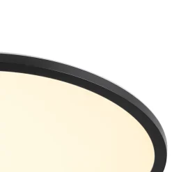 Plafonnier LED intégrée dimmable 3000lm 24W IP44 blanc froid, blanc neutre et blanc chaud GoodHome Flush noir mat h.2.5 x ø42 cm