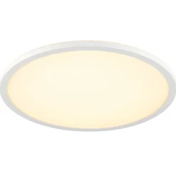 Plafonnier LED intégrée dimmable 3000lm 24W IP44 blanc froid, blanc neutre et blanc chaud GoodHome Flush blanc mat h.2.5 x ø42 cm