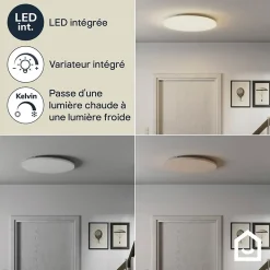 Plafonnier LED intégrée dimmable 3100lm 36W blanc froid, blanc neutre et blanc chaud GoodHome Basilo h.6.5 x ø57 cm