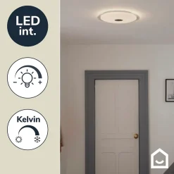 Plafonnier LED intégrée dimmable 2400lm 24W blanc chaud et blanc neutre GoodHome Angoon blanc H.4.9 x Ø40 cm