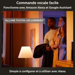 Plafonnier LED intégrée Enrave connecté intensité variable Philips Hue IP20 9,6W 950lm ⌀ 26,1 cm noir