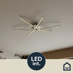 Plafonnier LED intégrée 3400lm 32W blanc chaud GoodHome Alani effet chromé L.90 x l.78 x H.11.5 x Ø90 cm