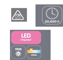 Plafonnier LED intégrée 2100lm 21W blanc chaud GoodHome Alani effet chromé L.57 x l.50 x H.9.5 x Ø57 cm