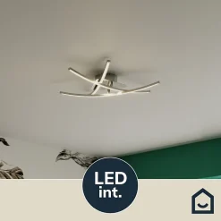 Plafonnier LED intégrée 2100lm 21W blanc chaud GoodHome Alani effet chromé L.57 x l.50 x H.9.5 x Ø57 cm