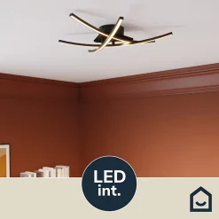 Plafonnier LED intégrée 1700lm 21W blanc neutre GoodHome Alani noir mat l.57 x H.9.5 x P.50 cm