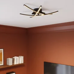 Plafonnier LED intégrée 1700lm 21W blanc neutre GoodHome Alani noir mat l.57 x H.9.5 x P.50 cm