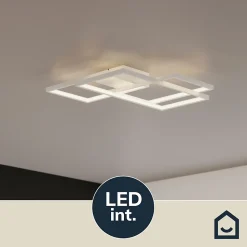 Plafonnier LED intégrée 3000lm 28W blanc chaud GoodHome Gassel blanc mat L.44 x l.48 x H.8.3 cm