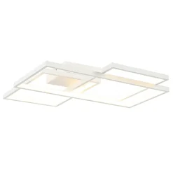 Plafonnier LED intégrée 3000lm 28W blanc chaud GoodHome Gassel blanc mat L.44 x l.48 x H.8.3 cm