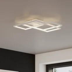 Plafonnier LED intégrée 3000lm 28W blanc chaud GoodHome Gassel blanc mat L.44 x l.48 x H.8.3 cm