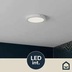 Plafonnier LED intégrée 1200lm 12W blanc froid GoodHome Aius mat blanc H.2.5 x Ø21.5 cm