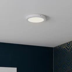 Plafonnier LED intégrée 1200lm 12W blanc froid GoodHome Aius mat blanc H.2.5 x Ø21.5 cm