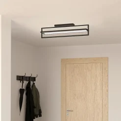 Plafonnier LED intégrée Siberia IP20 4400lm 34W L.78 x l.16x H.23,5 cm Eglo noir dimmable avec télécommande