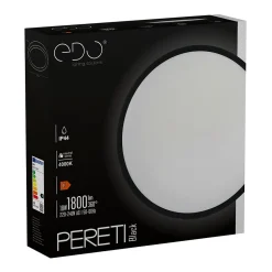 Plafonnier LED intégrée 18W 1800 lm anneau noir 29,5 cm 4000K blanc neutre IP44 PERETI EDO777609 EDO