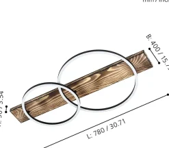 Plafonnier LED intégrée 2x12W Eglo Boyal blanc chaud L.78 x l.40 x H.9 cm