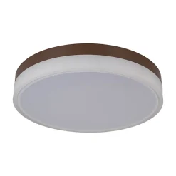 Plafonnier LED LOLA D 50cm H 9cm metal plastique brun blanc 1900lm dimmable CCT 3000 a 6500K LEDs integrees veilleuse