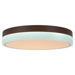 Plafonnier LED LOLA D 50cm H 9cm metal plastique brun blanc 1900lm dimmable CCT 3000 a 6500K LEDs integrees veilleuse