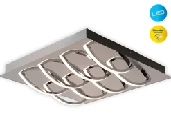 Plafonnier LED 'Manchester' Socle en fer/ Acier inoxydable Tôle décorative avec tube en aluminium