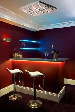 Plafonnier LED 'Manchester' Socle en fer/ Acier inoxydable Tôle décorative avec tube en aluminium