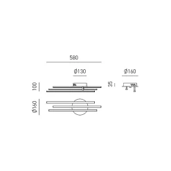 Plafonnier LED moderne Tullia 30W 1700lm lumière chaude 3000K, aluminium blanc satiné, design créatif avec lignes croisées